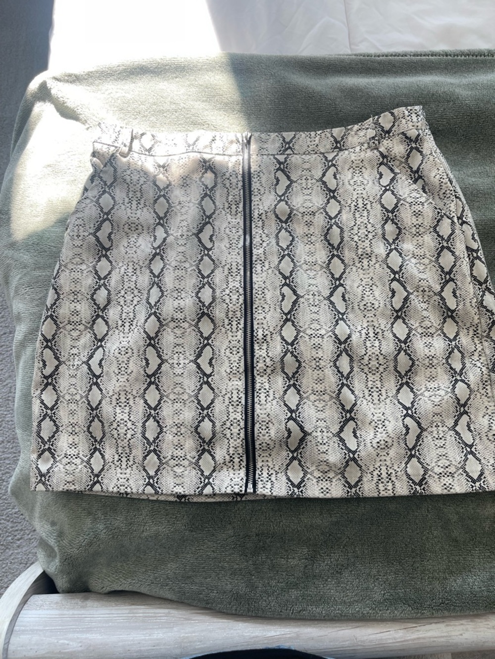 Women’s Snake Print Mini Skirt with Front Zip